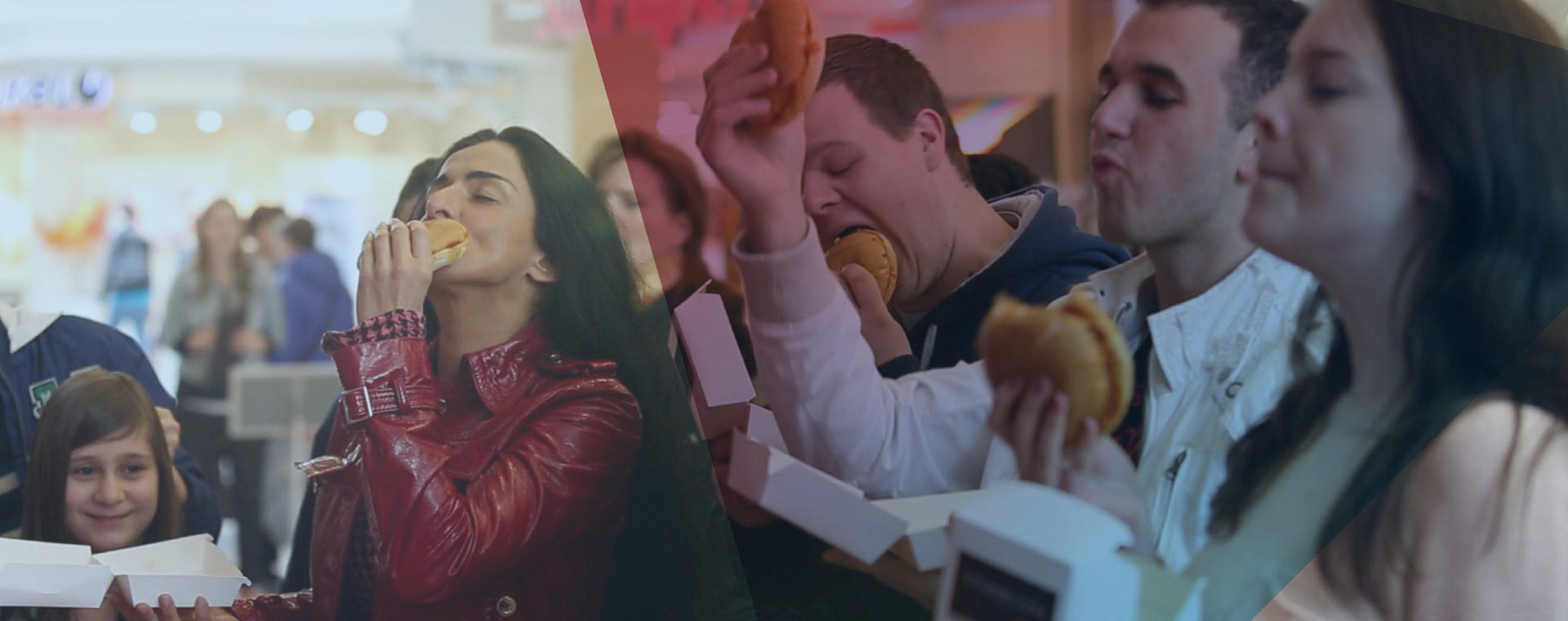 Eine Gruppe von Menschen, die Burger essen